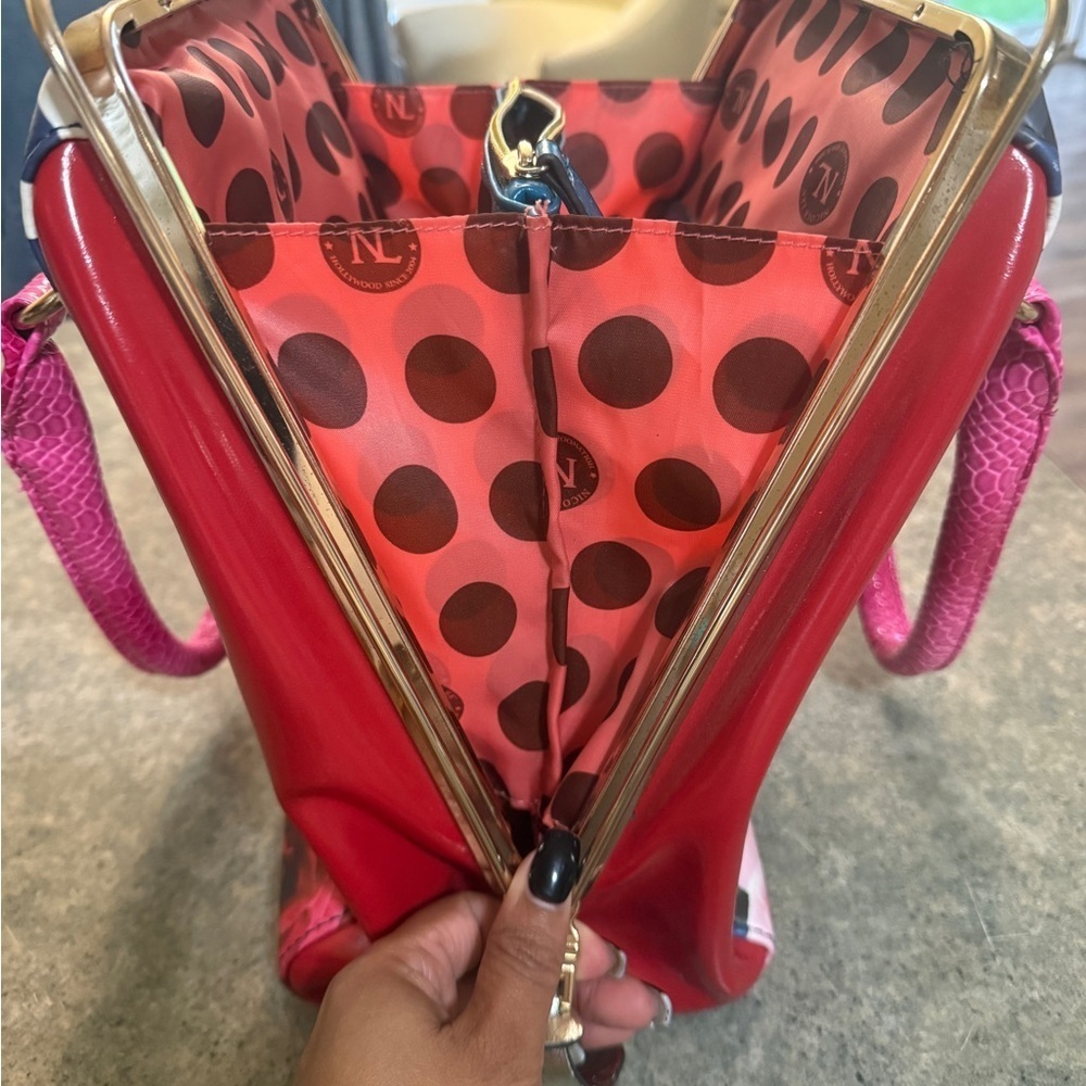 Nicole Lee Multicolor Striped Satchel with Pink Handles - Picture 8 of 15